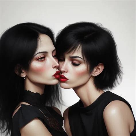 Ai Creates Image Two Slim Womans Kissing