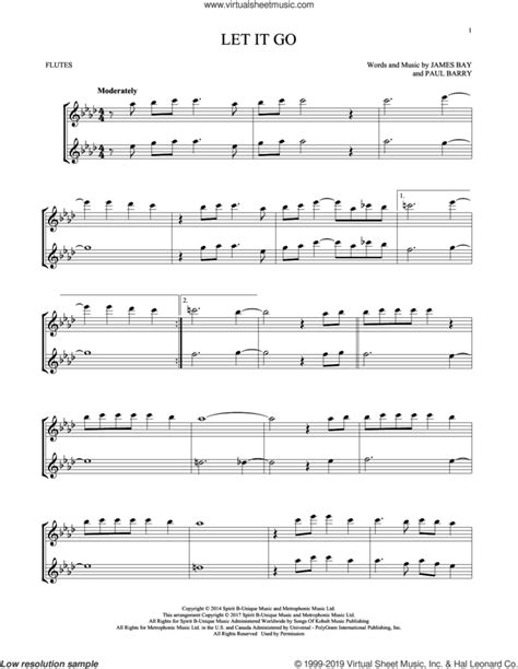 Let It Go Sheet Music For Two Flutes Duets Pdf Interactive