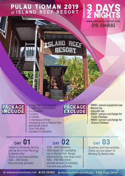 Hubungi kami hari ini untuk maklumat lanjut! Pakej Percutian 3 Hari 2 Malam Ke Pulau Tioman 2019 ...