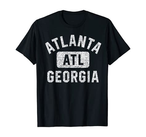 Atlanta Atl Gym Style Distressed White Print T Shirt