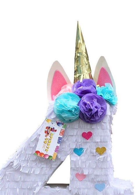 Nuevo Unicornio Piñata Número Cuatro Forma Con Acentos De Etsy