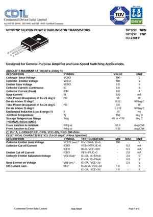 TIP122 Datasheet Equivalent Cross Reference Search Transistor Catalog