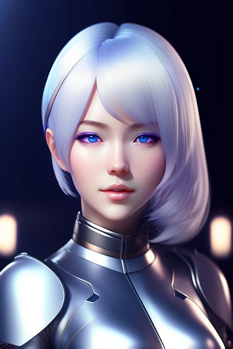 Lexica Young Adult Anime Android Girl With Silver Hair Blue Eyes
