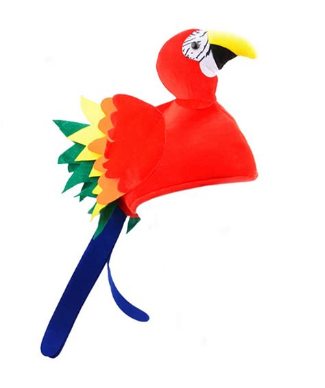 Parrot Head Hat Bird Rainbow Rain Forest Adult Tropical Party Costume