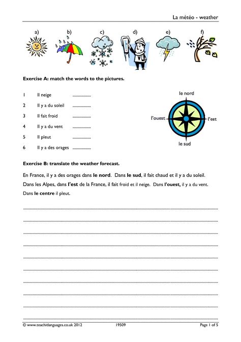 La Météo Weather French Worksheets Teaching French French Activities