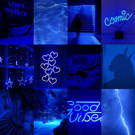 Blue Wall Collage Kit Dark Blue Aesthetic Collage Kit Aesthetic Wall