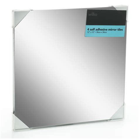 Wilko 4 Pack 30 X 30cm Self Adhesive Mirror Tiles Wilko