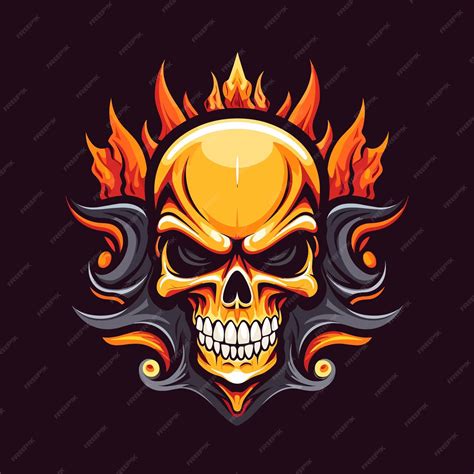 Premium Vector Flaming Skull Vector Clip Art Illustration