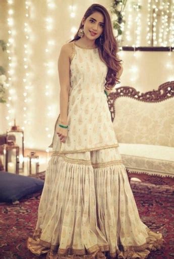 Buy Antique White Color Sharara Suit Pakistani Fashion Party Wear
