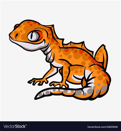 Cute Cartoon Character Green Gecko Lizard Lizard Vector Image