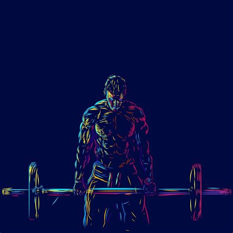 Fitness Men On Gym Line Pop Art Potrait Logo Colorful Design With Dark