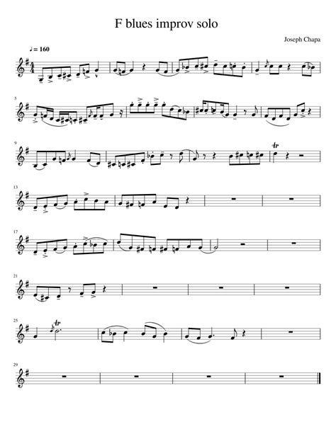 F Blues Improv Solo Sheet Music For Piano Solo