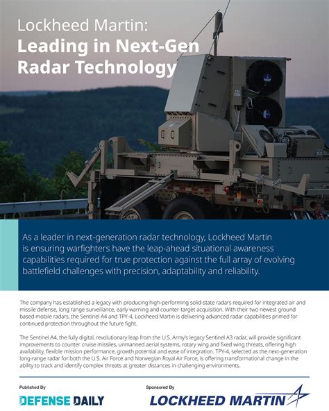 Lockheed Martin Leading In Next Gen Radar Technology Defense Daily