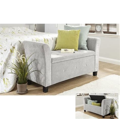 Crafted with a soft silver crushed velvet design, this lush bedroom ottoman storage unit will provide a cosy extra seat in your. Fabric Storage Bench Chaise Longue Deluxe Stool Bedroom ...
