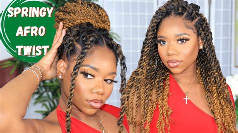 New Springy Afro Twist Tutorial Super Easy Protective Style Outre Youtube