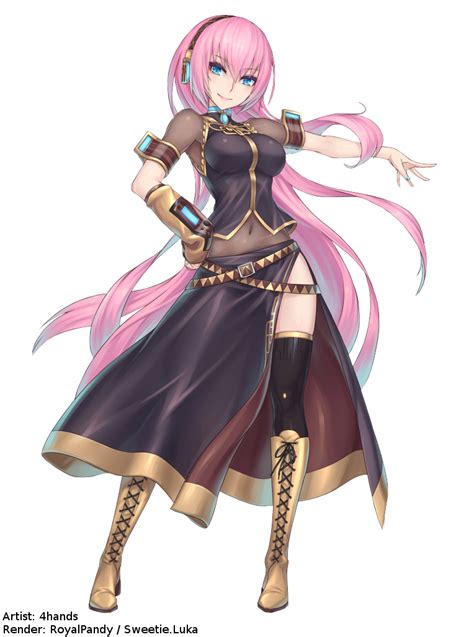 An Anime Character With Long Pink Hair And Black Clothes Holding Her