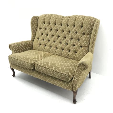 Traditional Style Two Seat Sofa High Shaped Back Upholstered In Deep