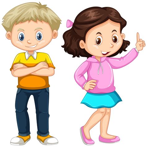 Cute Boy And Girl Standing Download Free Vectors