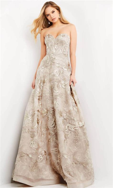 Home Jovani Jovani 04441 Strapless Embroidered Floral Long Gown