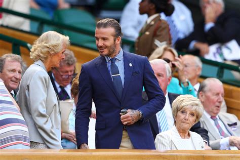 David Beckham Scores At Wimbledon In The Classic Blue Blazer And Khakis