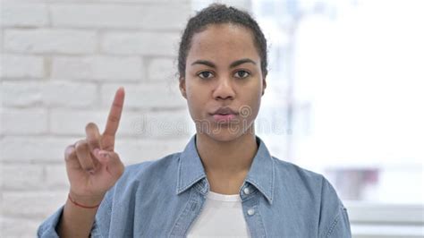 Rejecting Young African Woman Saying No With Finger Sign Stock Footage
