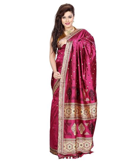 Assam Silk Saree Pink Silk Saree Buy Assam Silk Saree Pink Silk Saree Online At Low Price
