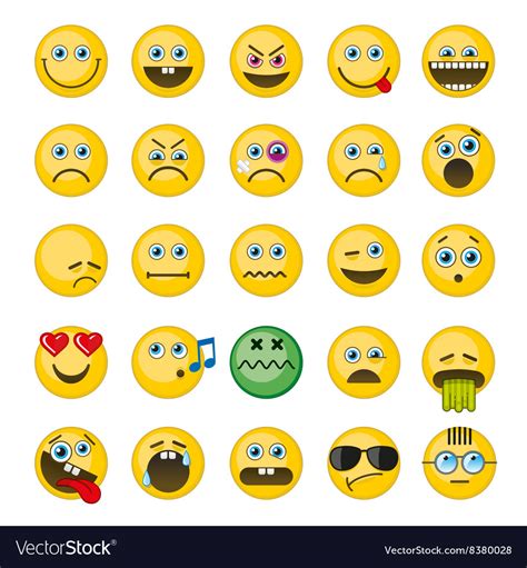 Emoji Emoticons Icons Set Royalty Free Vector Image