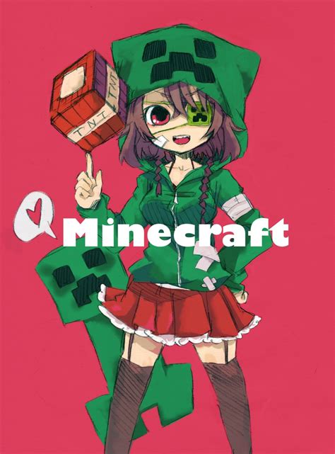 Kadokawa Kdk Creeper Minecraft Highres 1girl Braid Brown