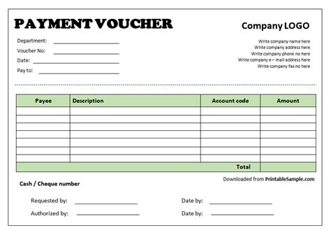 Payment Voucher Template 18 Printable Samples