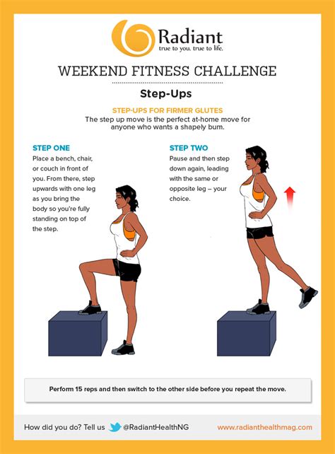 The benefits of step ups may be just what you need to boost your leg training progress or to destroy a pesky plateau. Weekend Challenge: Step-Ups - Radiant Health Magazine