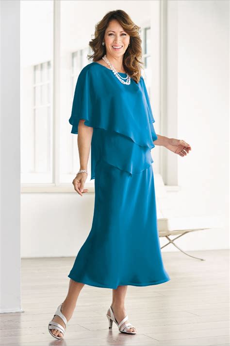 Light Royal Blue Mother Of The Bride Chiffon Dresses Mid Calf Nmo 480