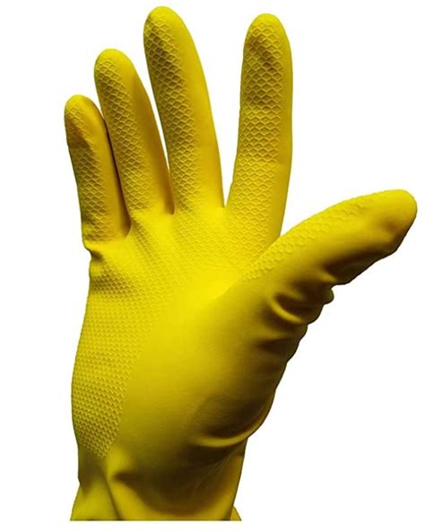 12 Multi Purpose Latex Gloves Yellow Disposable Household Textured