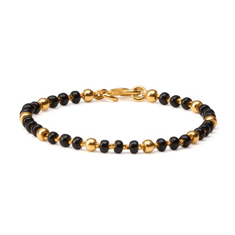 22ct Gold Baby Bracelet With Black Beads £1500000 Sku30982