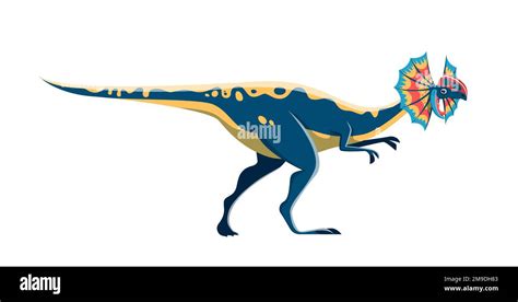 Cartoon Dilophosaurus Dinosaur Character Extinct Reptile Jurassic Era