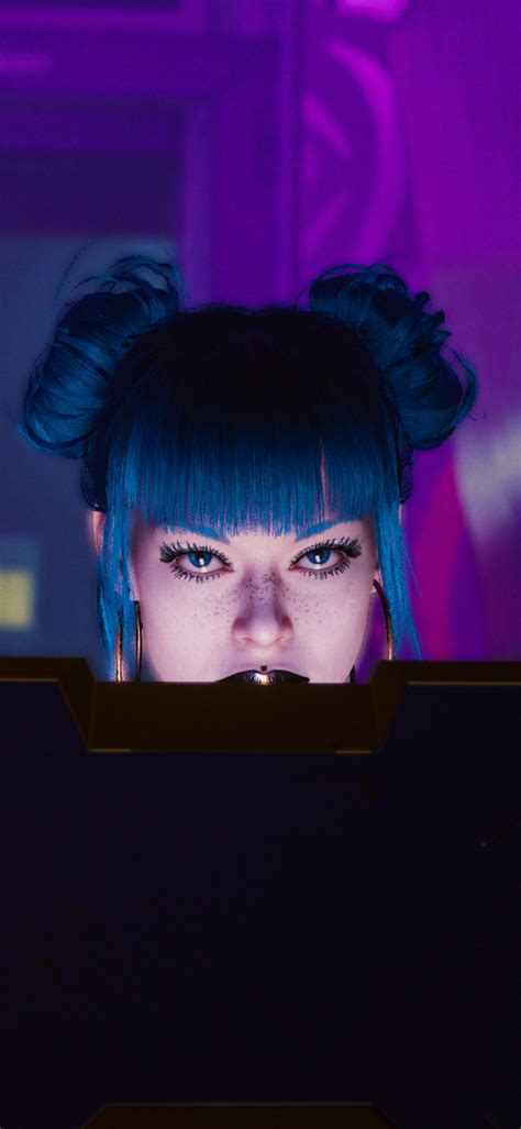 720x1560 Cyberpunk Cyborg Blue Hair Girl 720x1560 Resolution Wallpaper