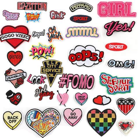 cute heart words patch embroidery patches for clothing embroidered applique iron on patches diy