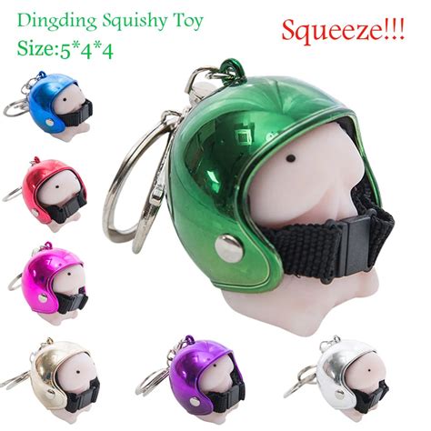 Dingding Squishy Kawaii Antistress Slow Rising Toy Helmet Cute Keychain Funny Gadgets Stress