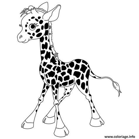 Coloriage Animaux Mignon Bebe Girafe Debout