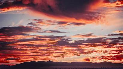 Sunset Mountains Clouds 4k Fiery Uhd Background