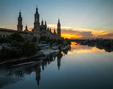 The Cathedral Basilica Of Our Lady Of The Pillar At Sunset Zaragoza