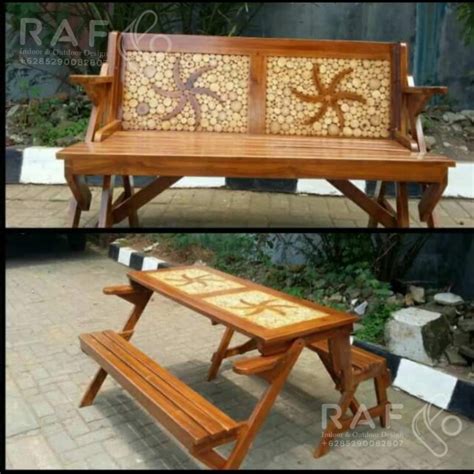 1 set meja makan 6 kursi minimalis retro bahan kayu jati terlarisrp2.299.000: Jual Bangku Meja Mejik Kursi Makan Magic Motif Lipat Cafe ...