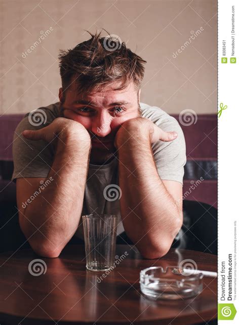 Depressed Man After Hard Drinking Stock Image Image Of Depression