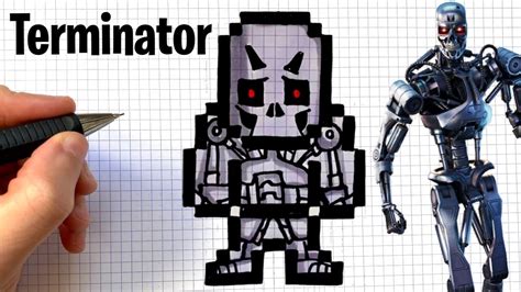 Como Dibujar Terminator Pixel Art Skin Fortnite Youtube