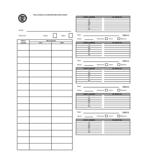 7sample Volleyball Roster Templates Pdf Word Sample Templates