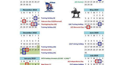 Fort Hood Training Calendar - Customize and Print