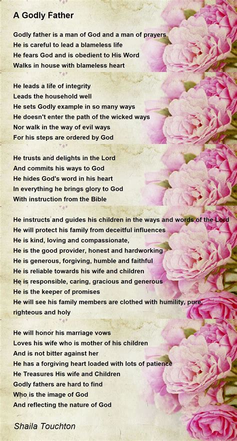 A Godly Father A Godly Father Poem By Shaila Touchton