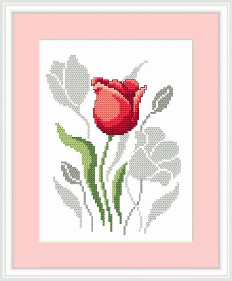 Spring Flowers Tulips Pattern For Cross Stitch Tulip With Etsy Australia