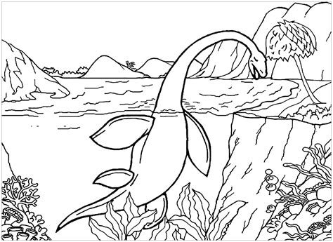 Sea Dinosaur Coloring Pages Mewarnai Islami