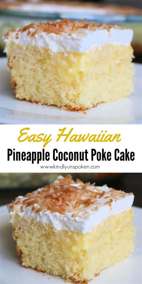 Prepare cake according to package directions, adding in 1/2 teaspoon coconut extract with the liquids. Easy Hawaiian Pineapple Coconut Poke Cake | Recipe ...