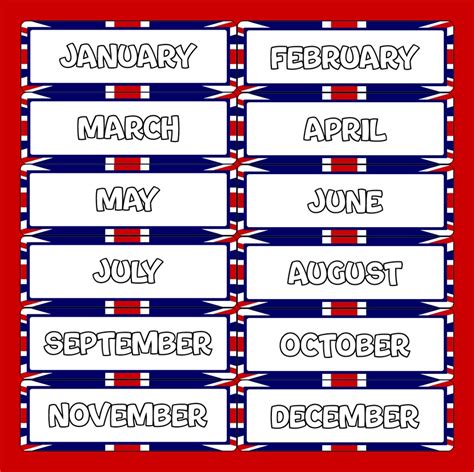 Free Printable Days Of The Week And Months Of The Year Flashcards